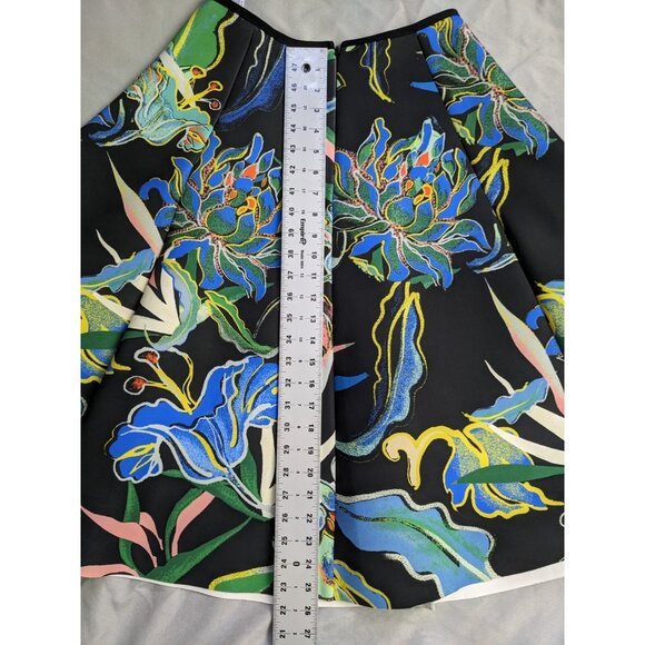 H&M Skirt Colorful Floral A Line Flared 3D Scuba Midi Skirt Womens Size 10 - Picture 8 of 11